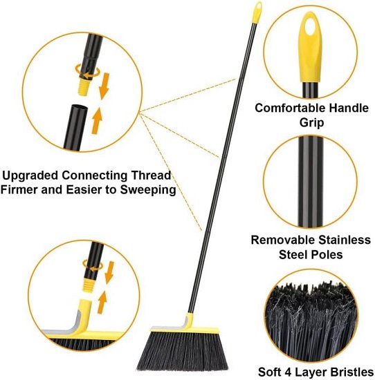 Outdoor Broom for Floor Cleaning, 58 Inch Heavy Duty Commercial Broom