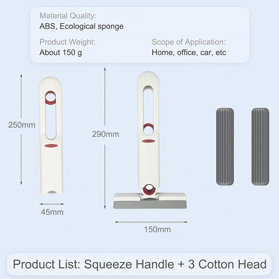 Mini Mop Portable Self-Squeeze Small Mop, Hand Free Automatic Cleaning mop