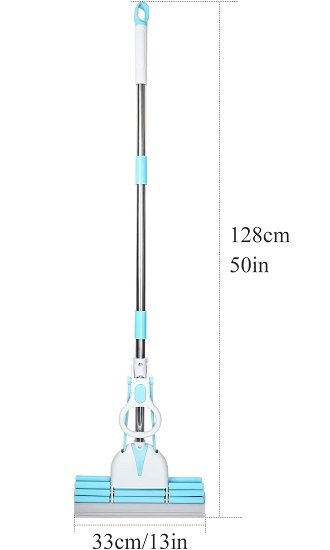 Wet and dry magic sponge mop with wringing function and adjustable handle